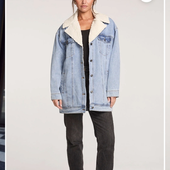 saltwater LUXE Jackets & Blazers - Saltwater LUXE Light Blue Jean Jacket with Sherpa Collar